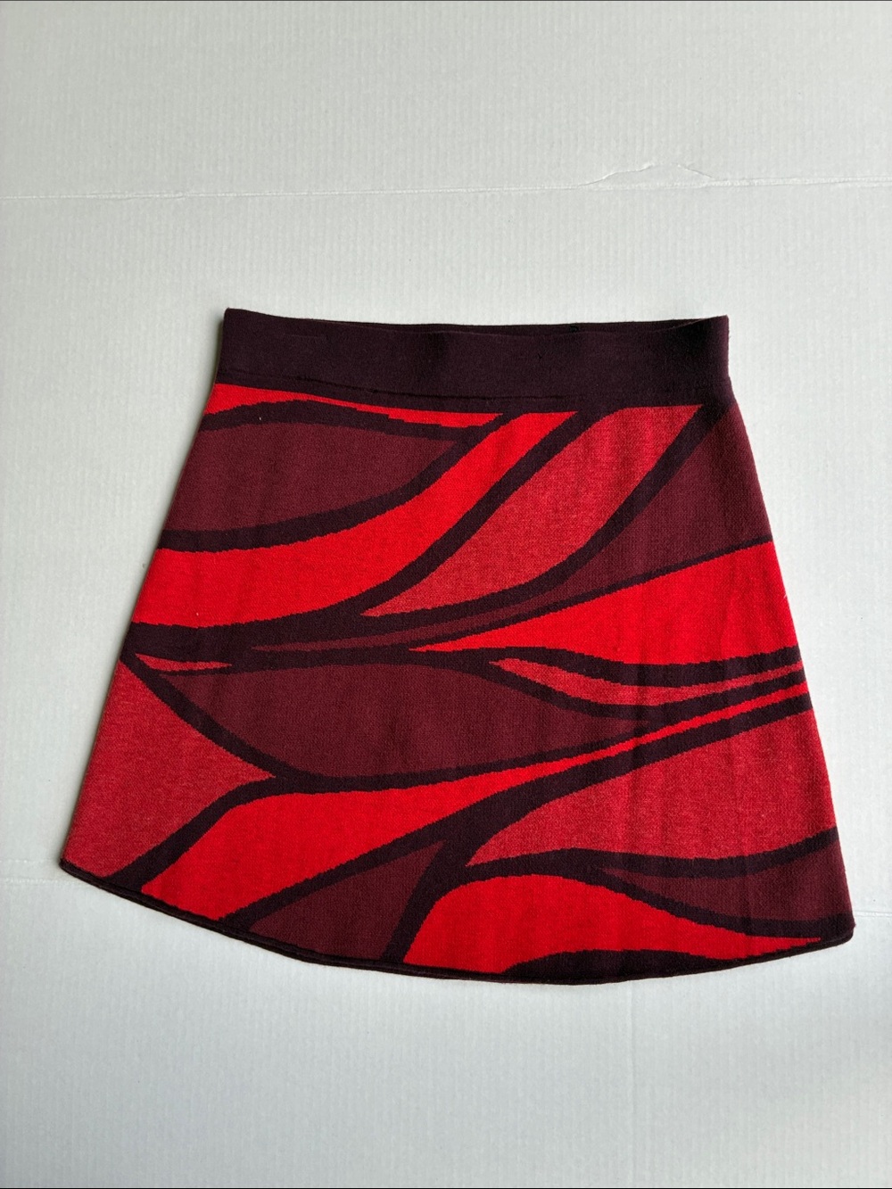 Title Nine Red and Burgundy Wave Knit Mini Skirt